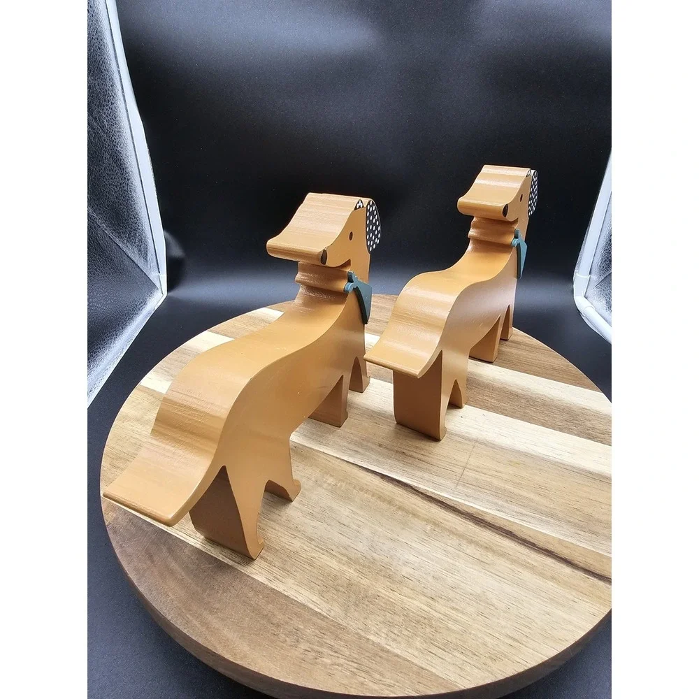 Pair Of Wood Cut Out‎ Dachshund Wearing Bandana Shelf Sitters